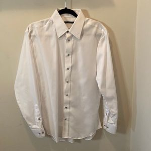 Original Stitch Textured White Mens Dress Shirt
